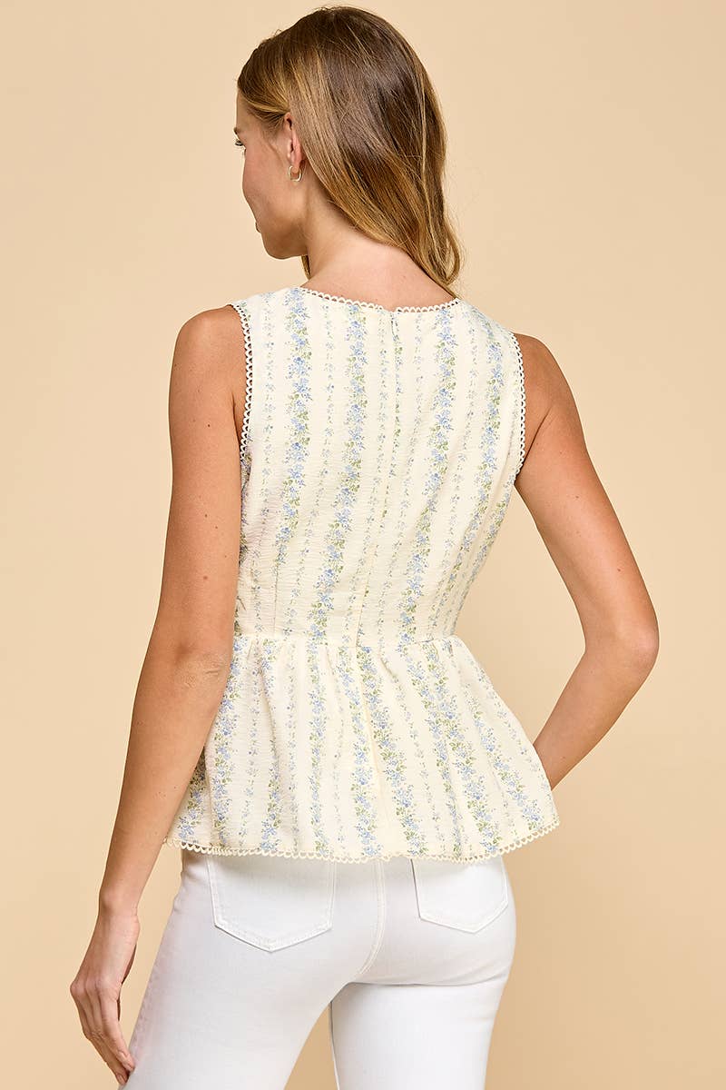 Final Sale-Floral V Neck Peplum Top