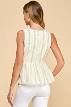 Final Sale-Floral V Neck Peplum Top
