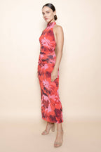 Gathered Waist Halter Maxi Dress