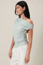 Final Sale-Draped One Shoulder Top