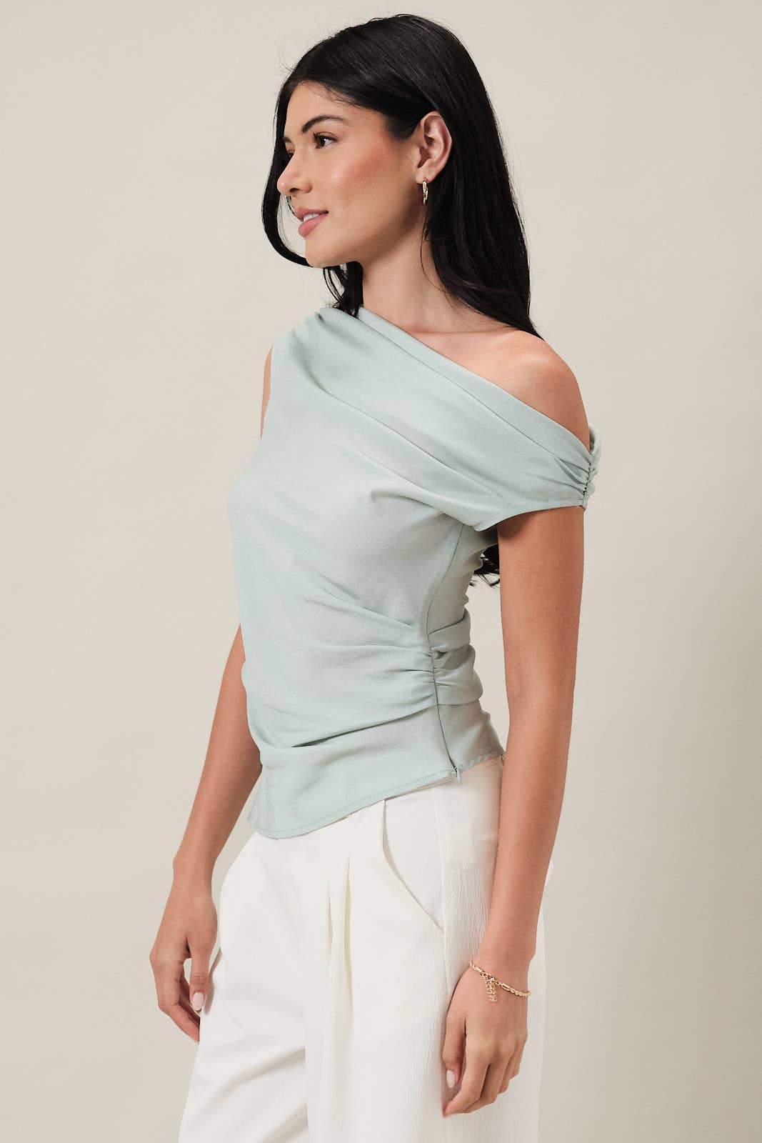 Final Sale-Draped One Shoulder Top