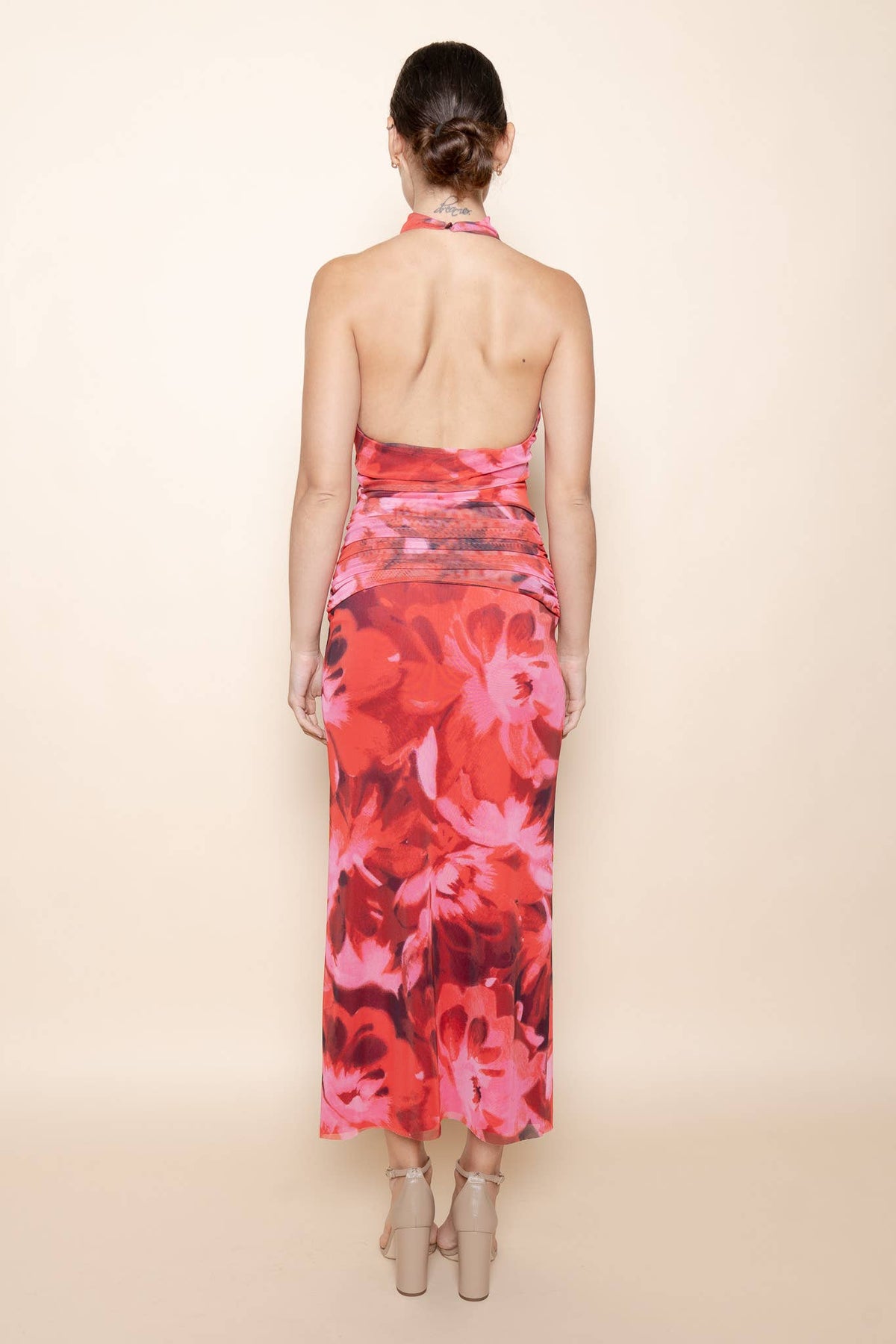 Gathered Waist Halter Maxi Dress