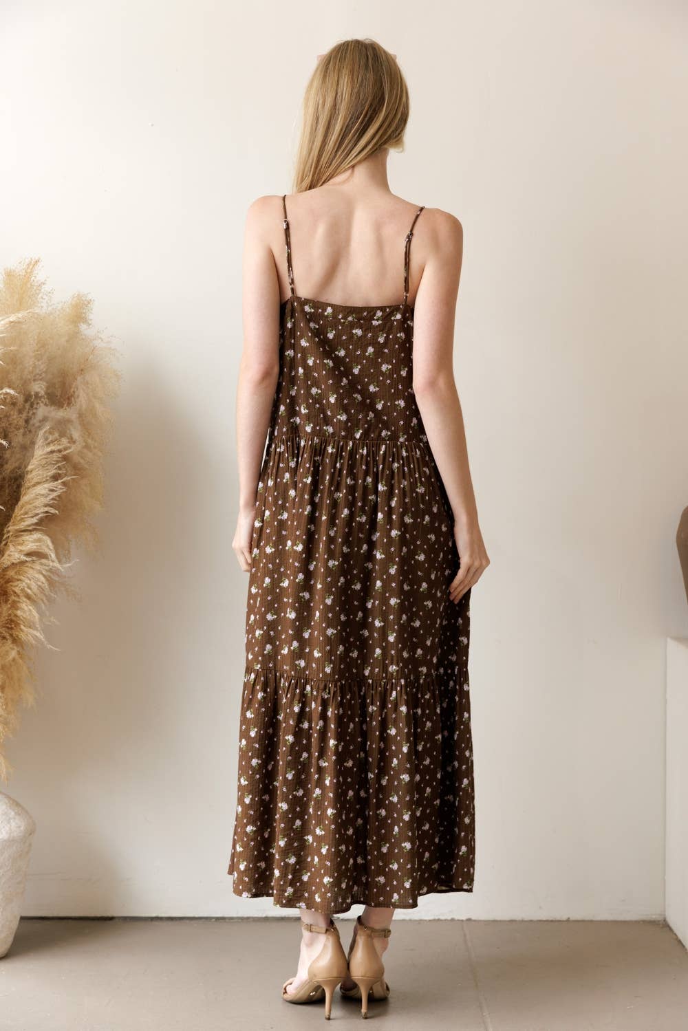 Ditsy Floral Button-Front Maxi Dress