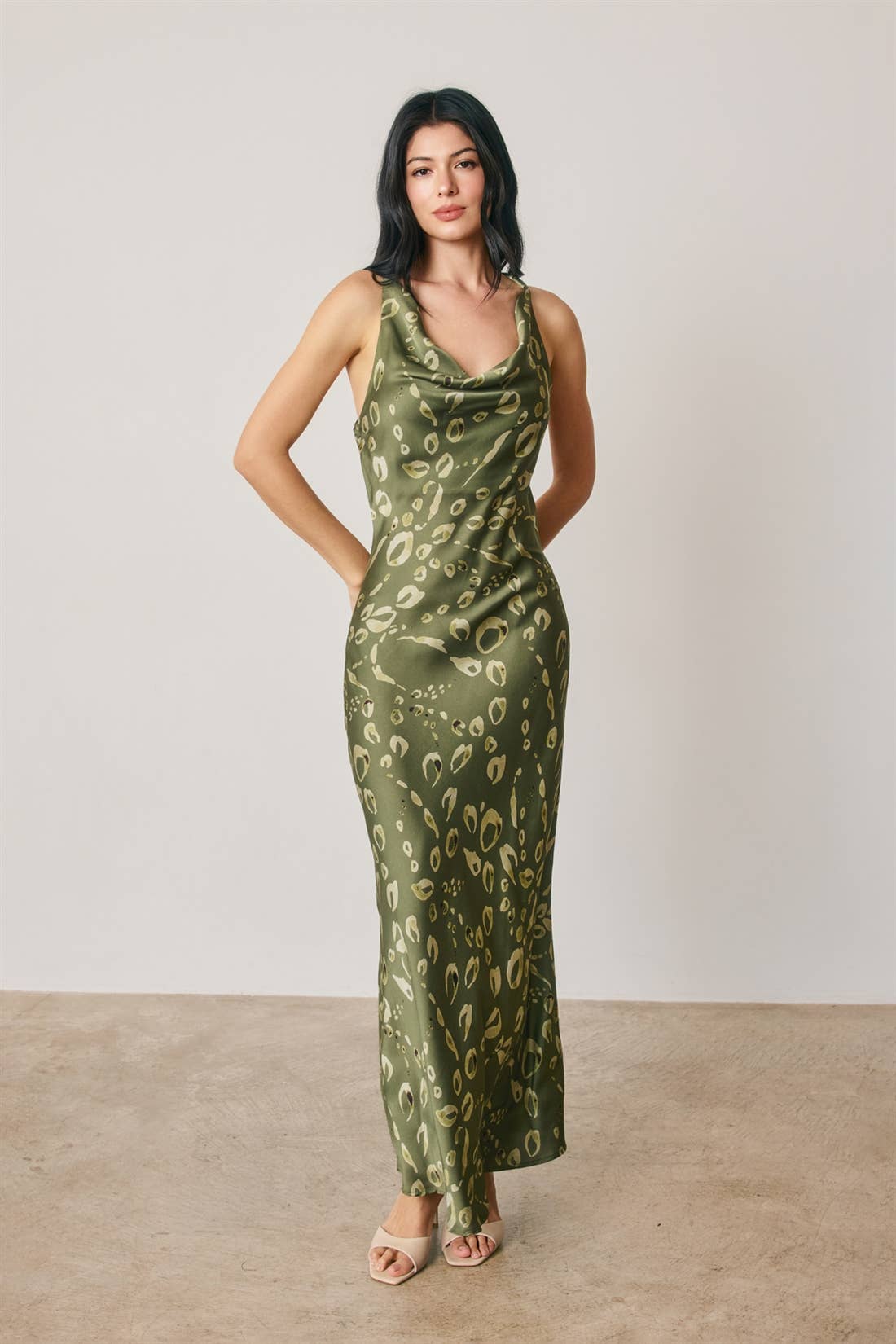 Animal Twisted Strap Maxi Dress