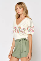 Final Sale-Floral Embroidered Sweater Top