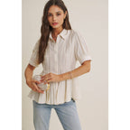 Final Sale-Pleated Button-Down Top