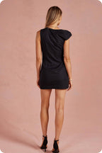 Final Sale-One Shoulder Linen Mini Dress