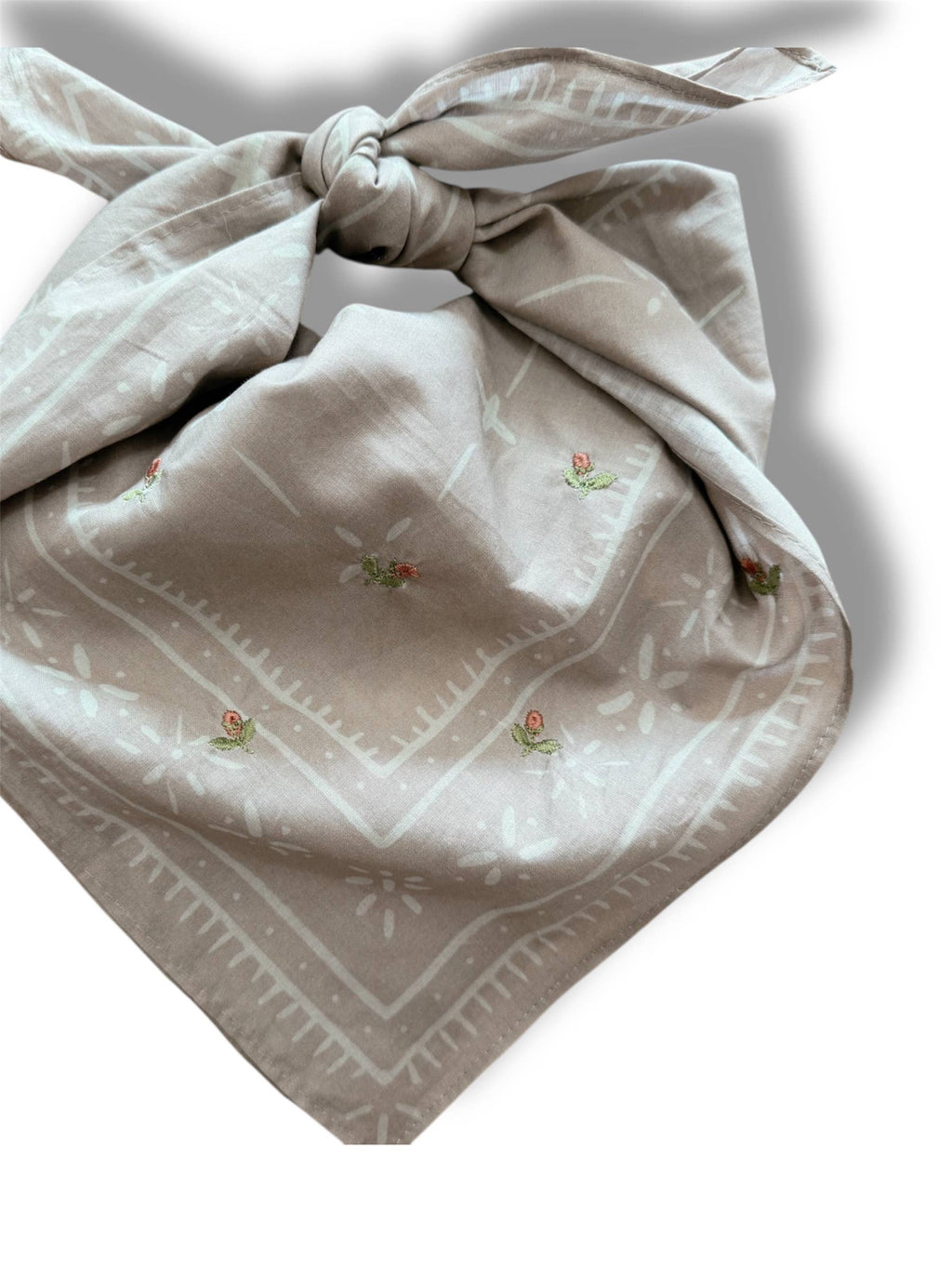 Final Sale-Mini pink flower Gray bandana