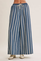 Vertical Stripe Wide-Leg Pants
