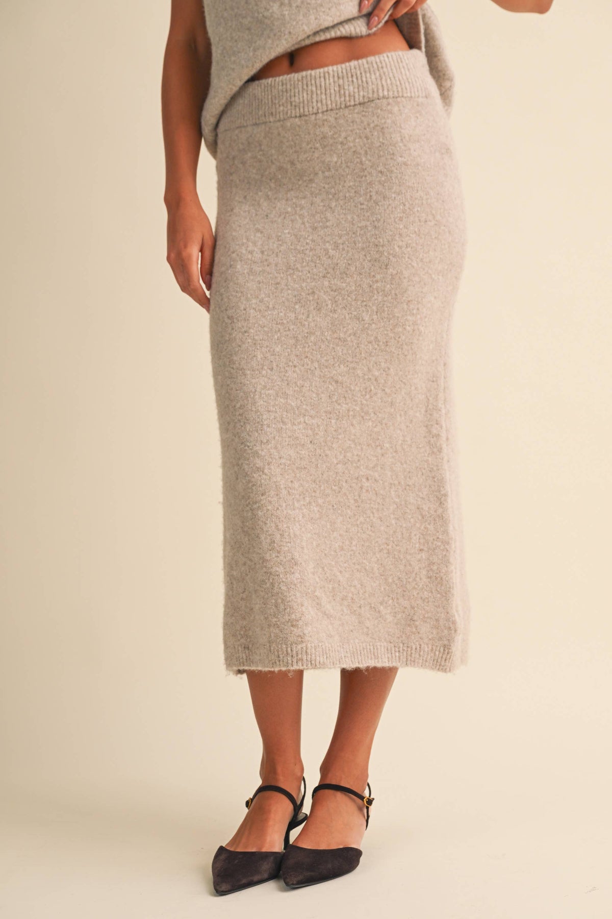 Brushed Knit Midi Skirt
