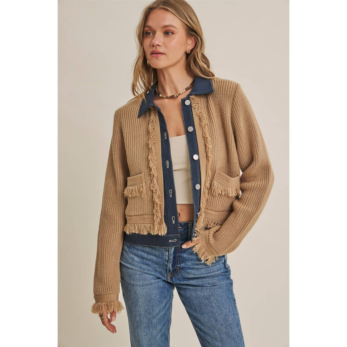 Denim Sweater Cardigan