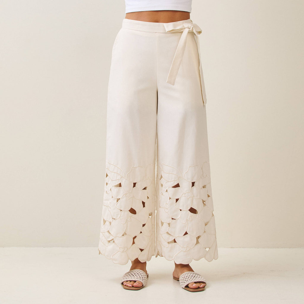 Final Sale-Floral Cutout Pants