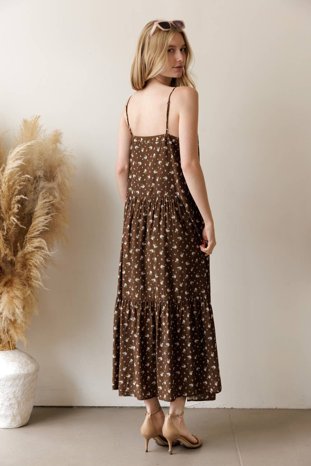 Ditsy Floral Button-Front Maxi Dress