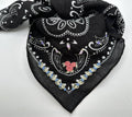 Final Sale-Black Bandana With Floral Embroidery