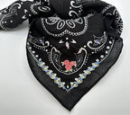 Final Sale-Black Bandana With Floral Embroidery