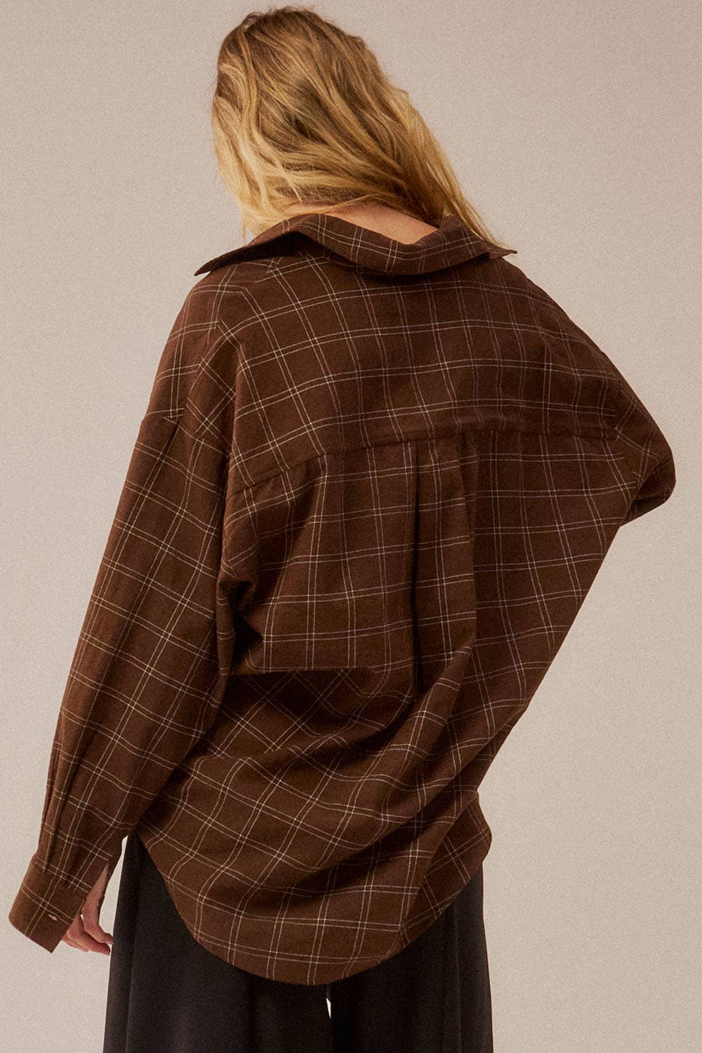 Windowpane Check Oversize Button-Up
