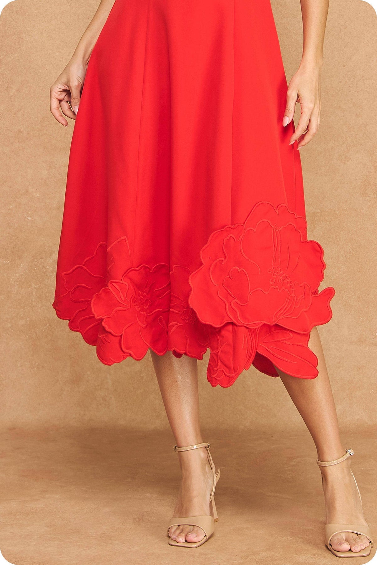 3D Floral Midi Dress