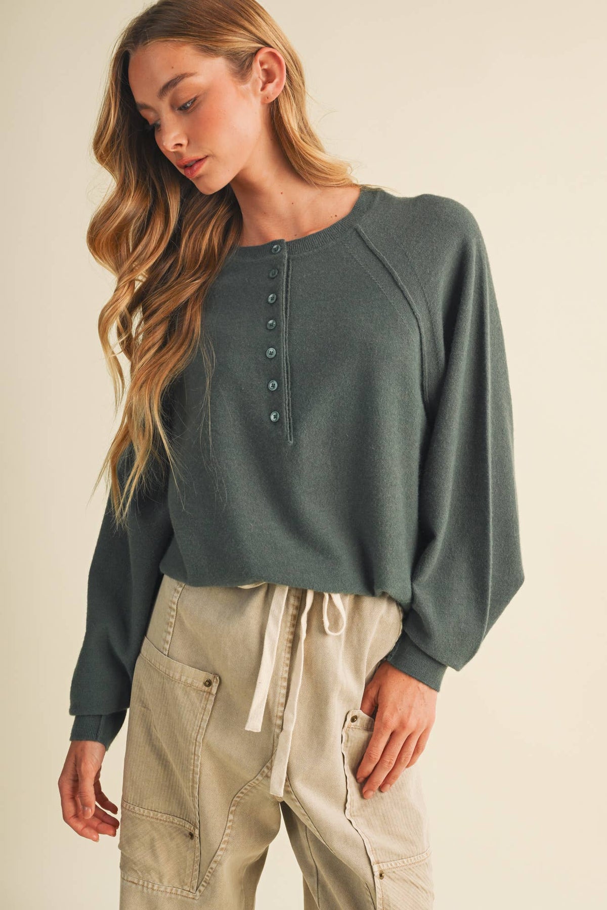 Knit Henley Raglan