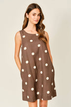 Final Sale-Linen Dot Mini Dress