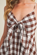 Tie-Front Gingham Dress