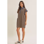 Relaxed Fit Stripe Polo Mini Dress