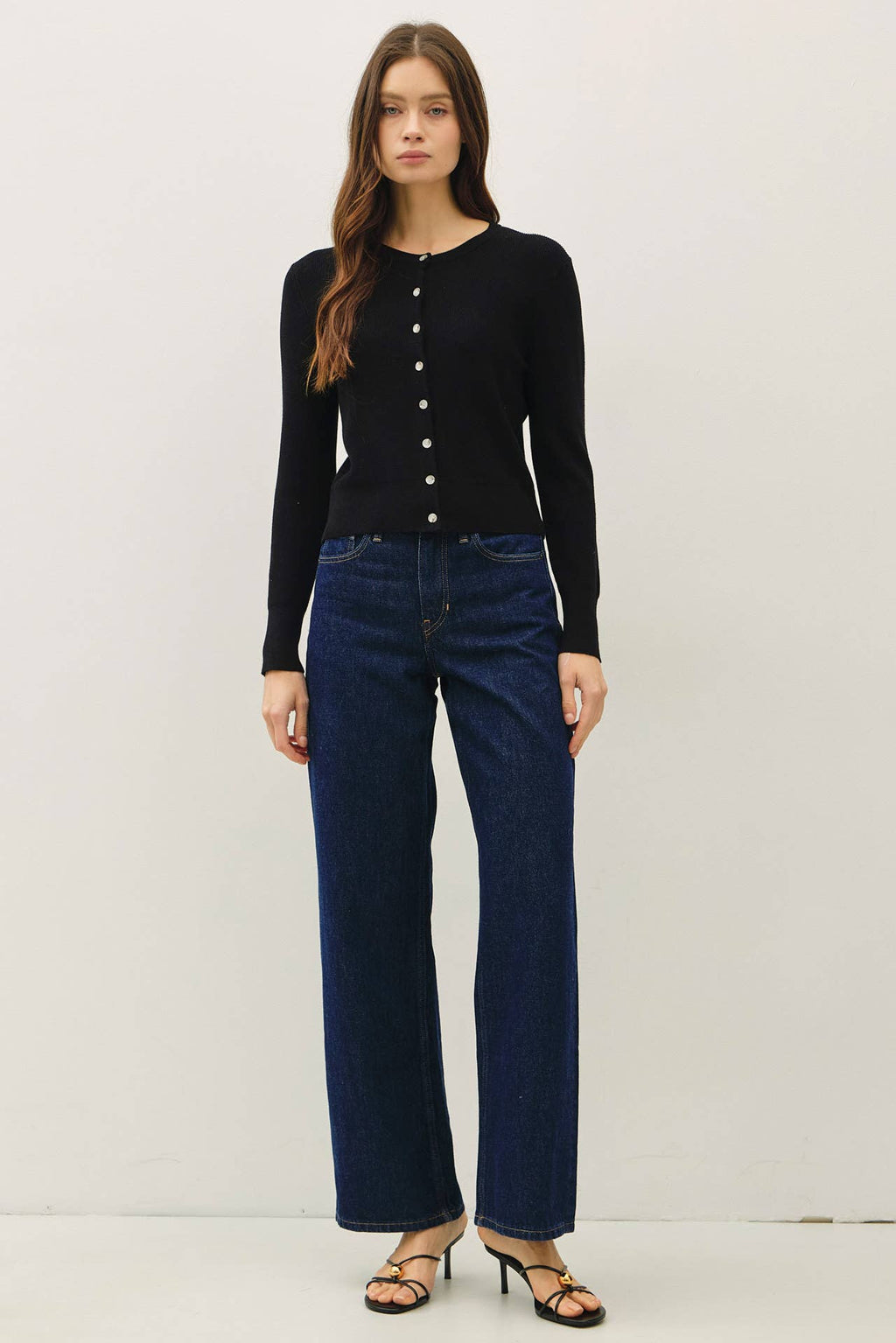 Final Sale-Ribbed Crewneck Cardigan