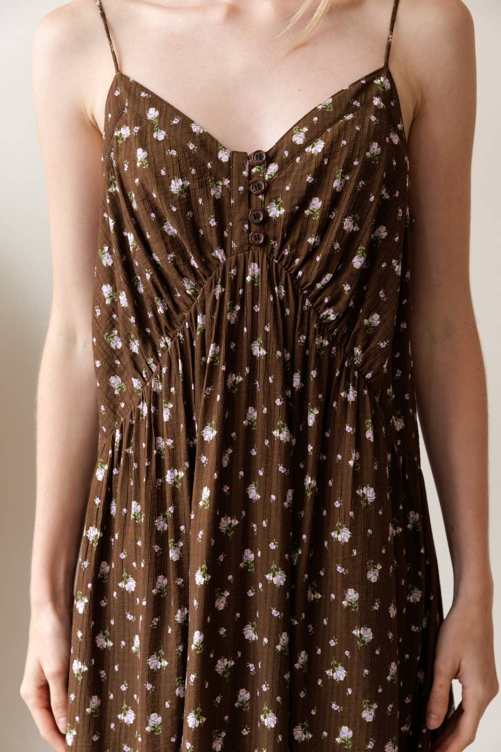 Ditsy Floral Button-Front Maxi Dress