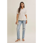 Final Sale-Pleated Button-Down Top