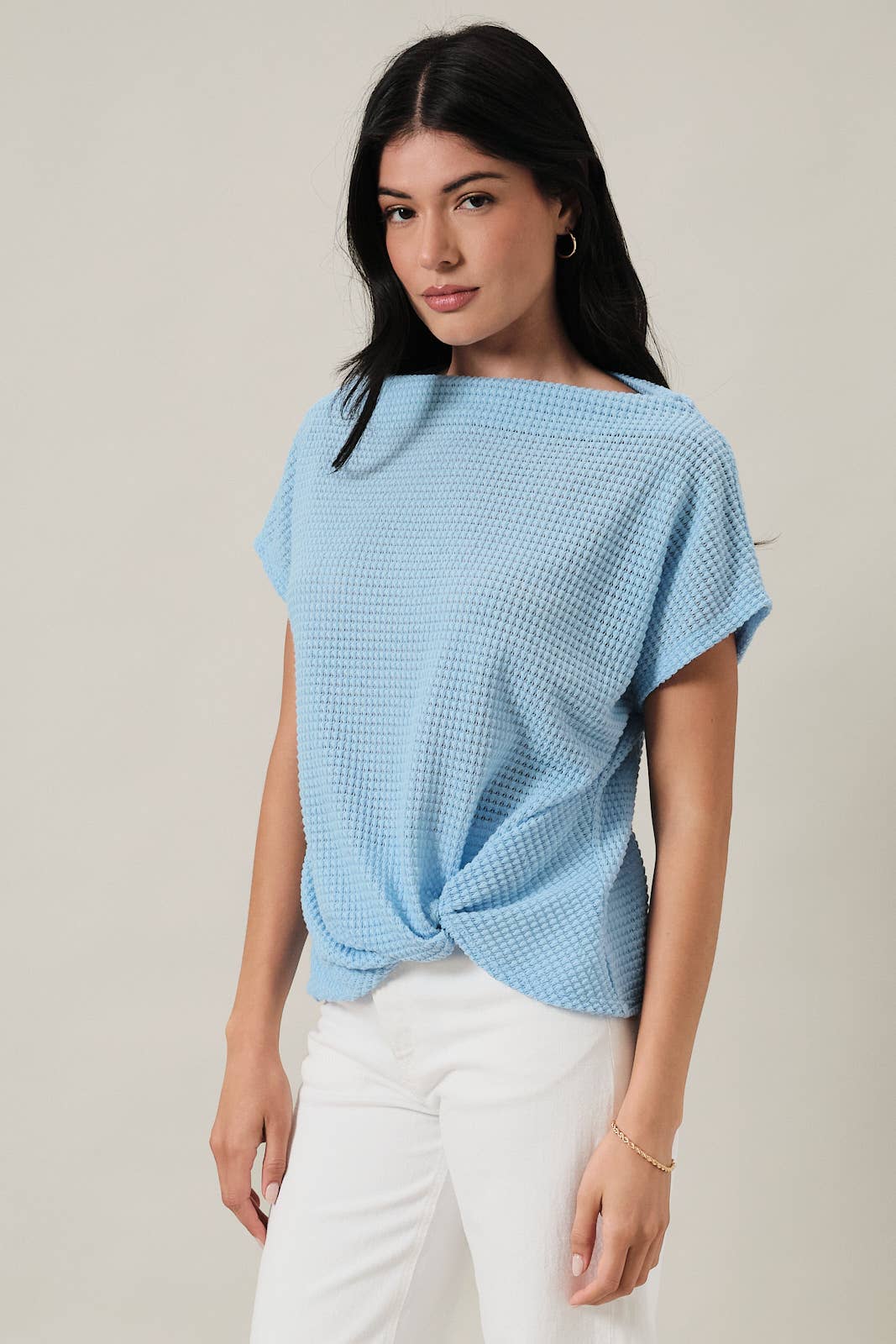 Final Sale-Boat Neck Twist Top