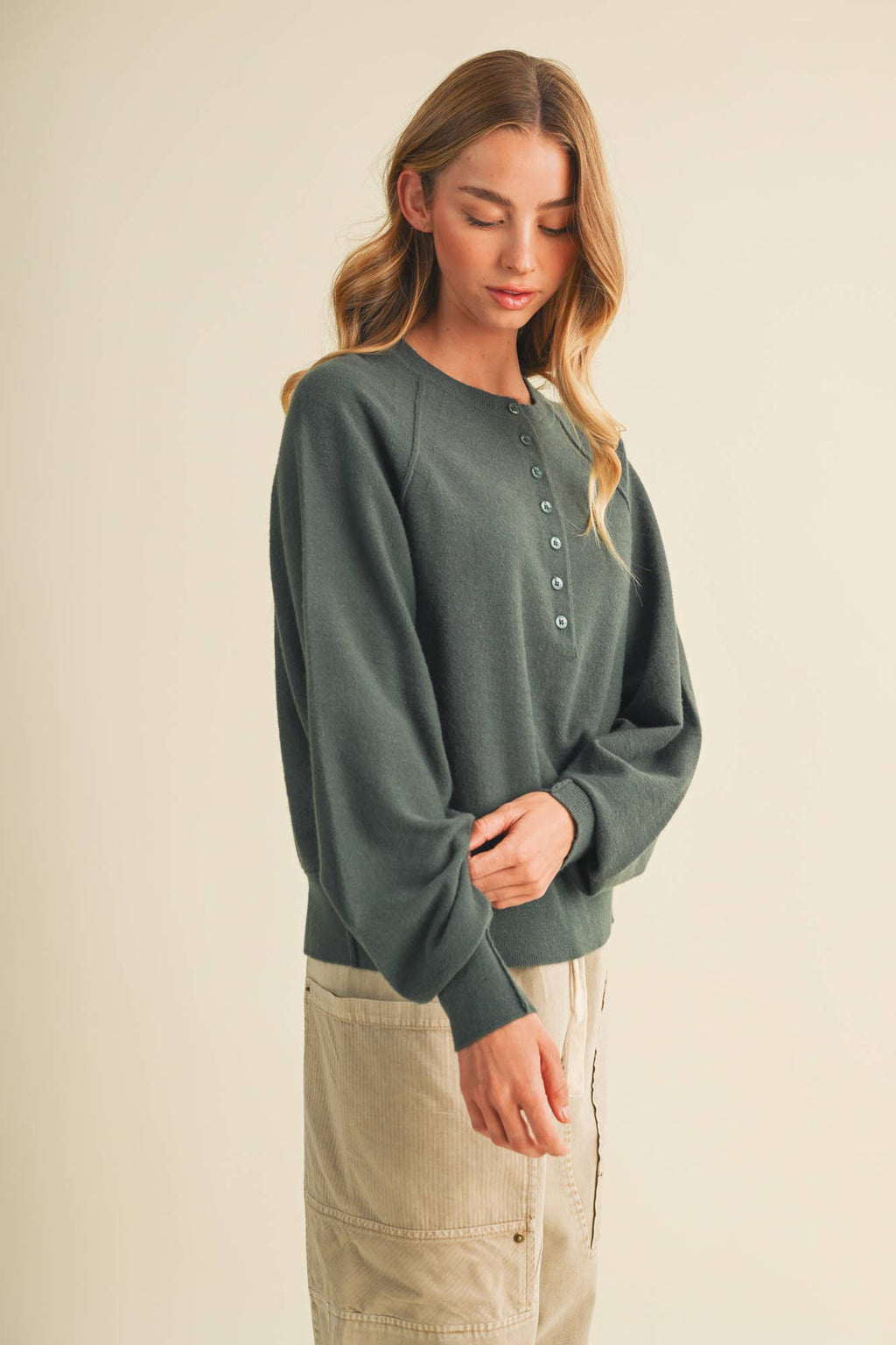 Knit Henley Raglan