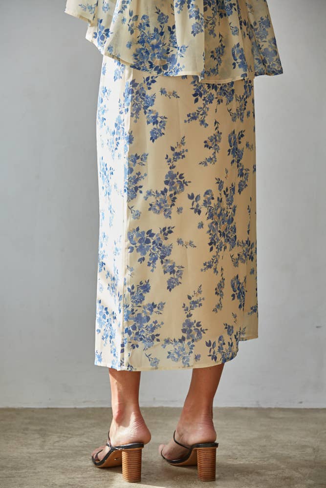 Final Sale-Floral Print Midi Skirt