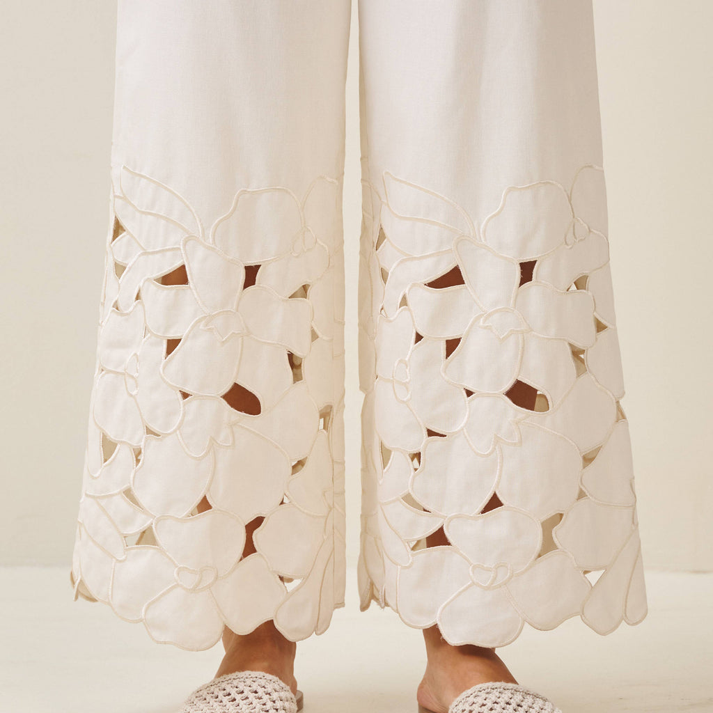 Final Sale-Floral Cutout Pants