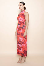 Gathered Waist Halter Maxi Dress