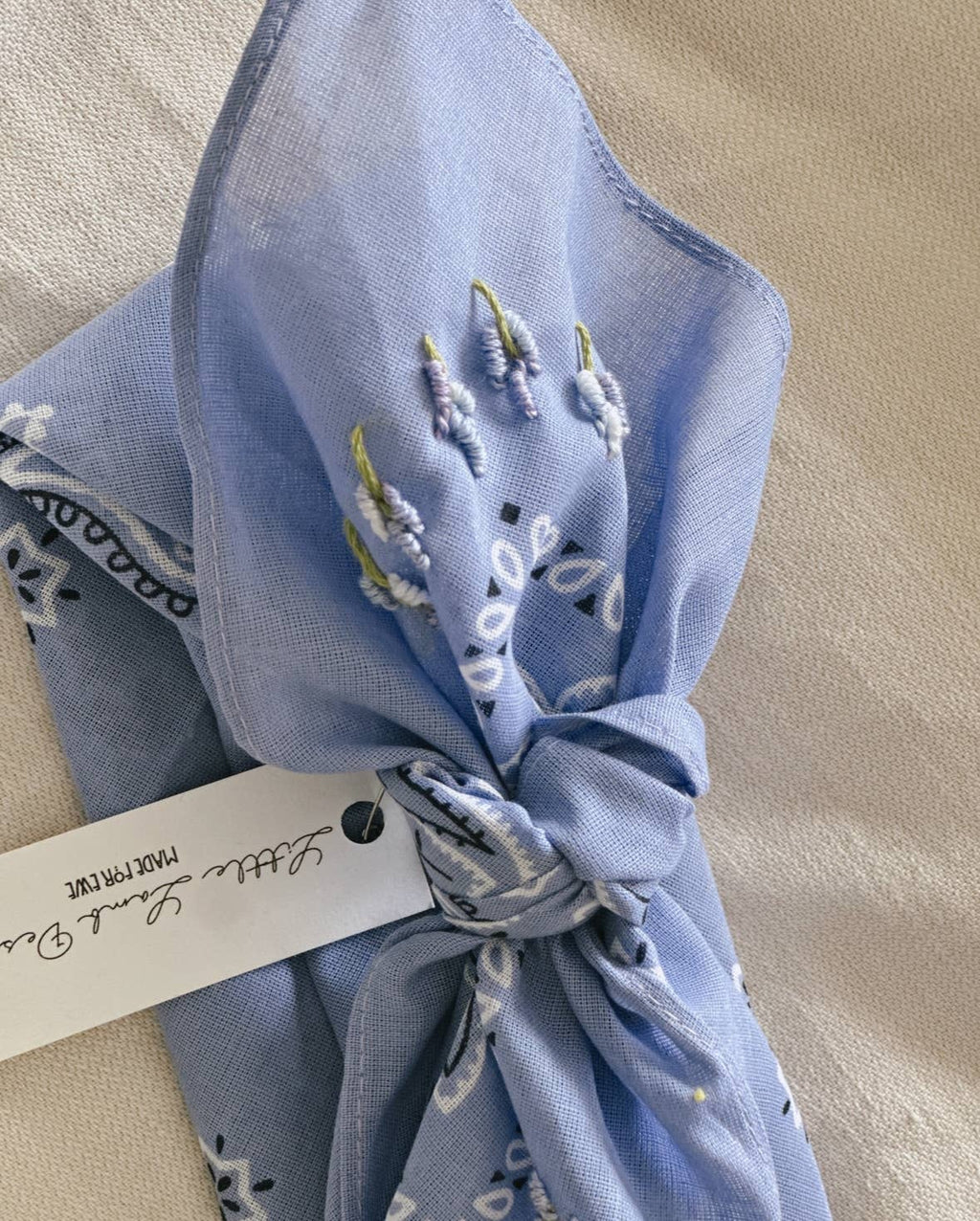 Final Sale- Embroidered Lavender Purple Bandana