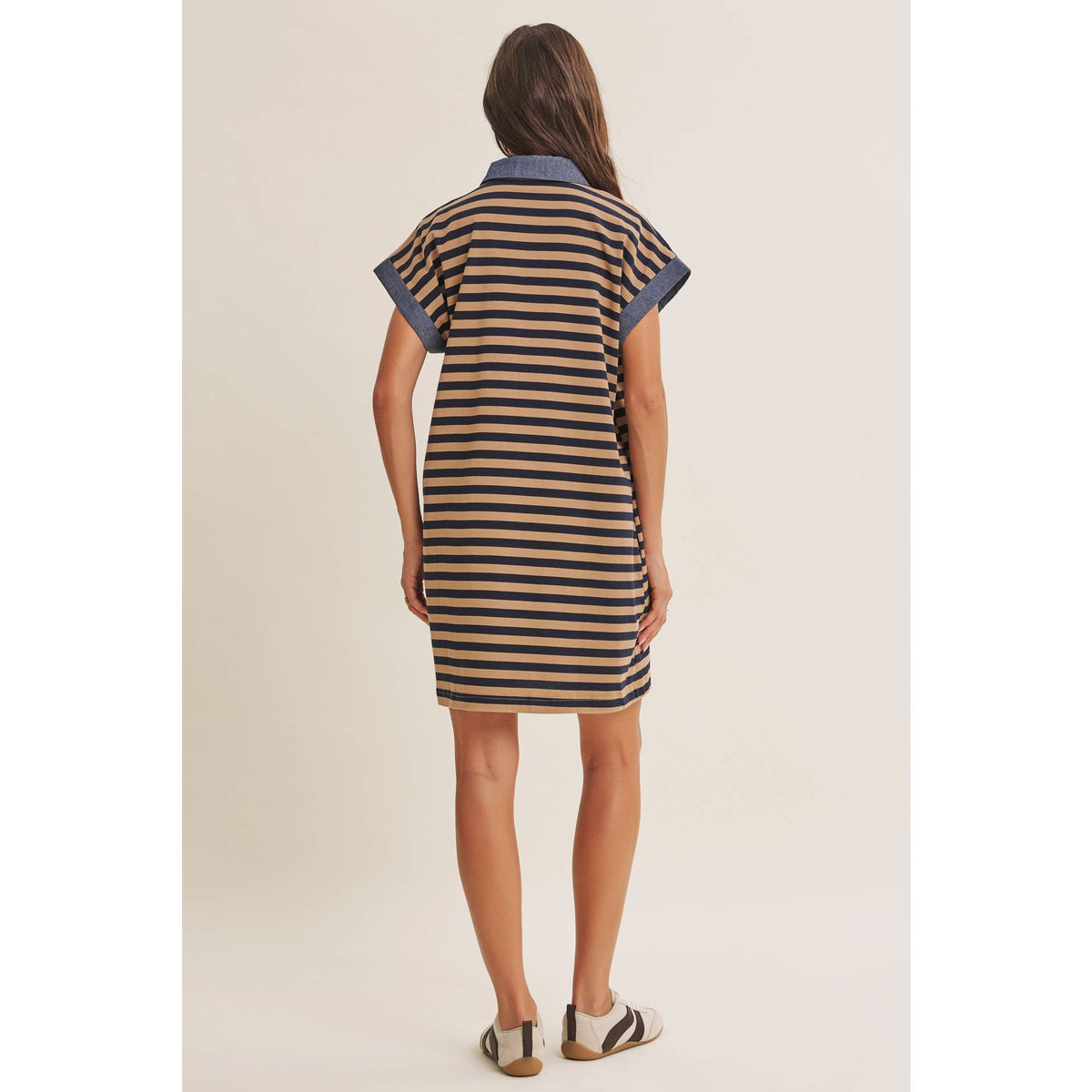 Relaxed Fit Stripe Polo Mini Dress