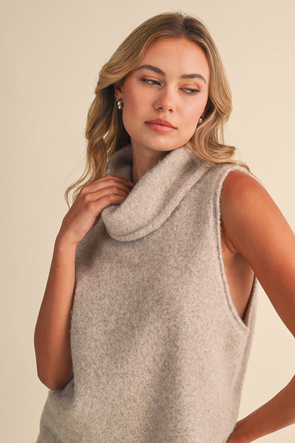 Brushed Knit Turtle Neck Tank