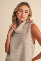 Brushed Knit Turtle Neck Tank