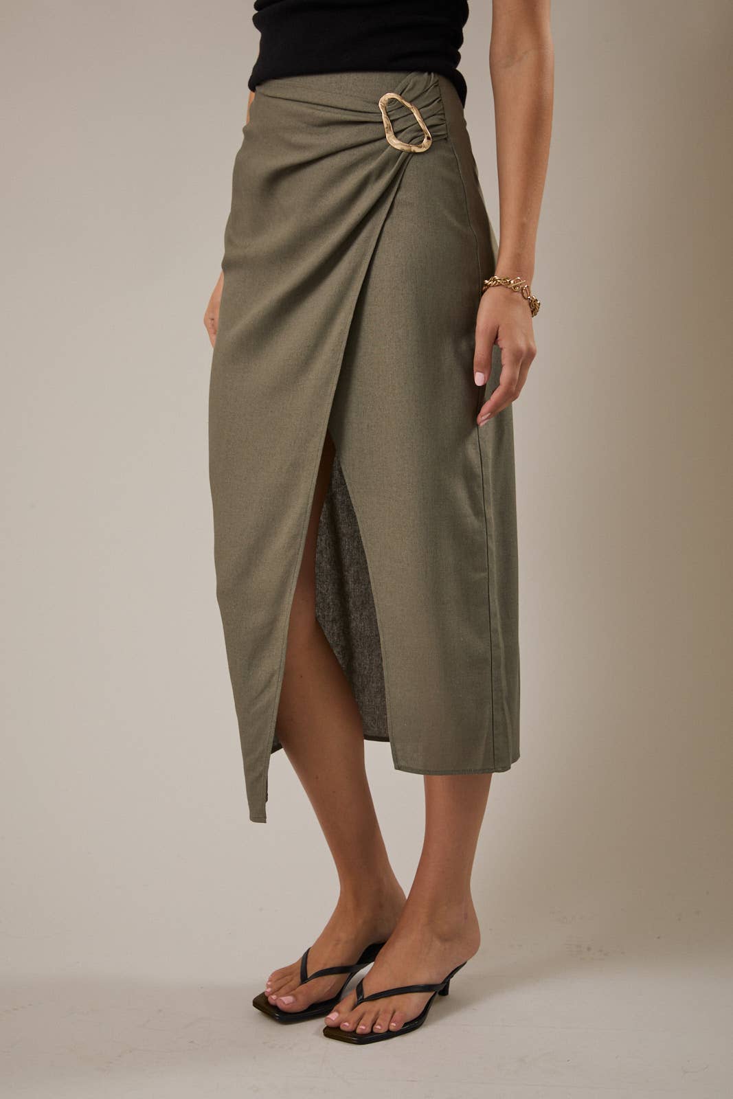 Final Sale-Wrap Midi Skirt