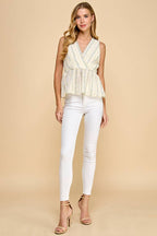 Final Sale-Floral V Neck Peplum Top