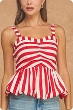 Final Sale-Striped Bubble Tank Top
