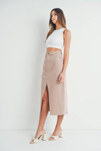 Final Sale-Open Slit Midi Skirt