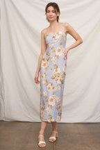 Floral Print Open-Back Maxi Dress