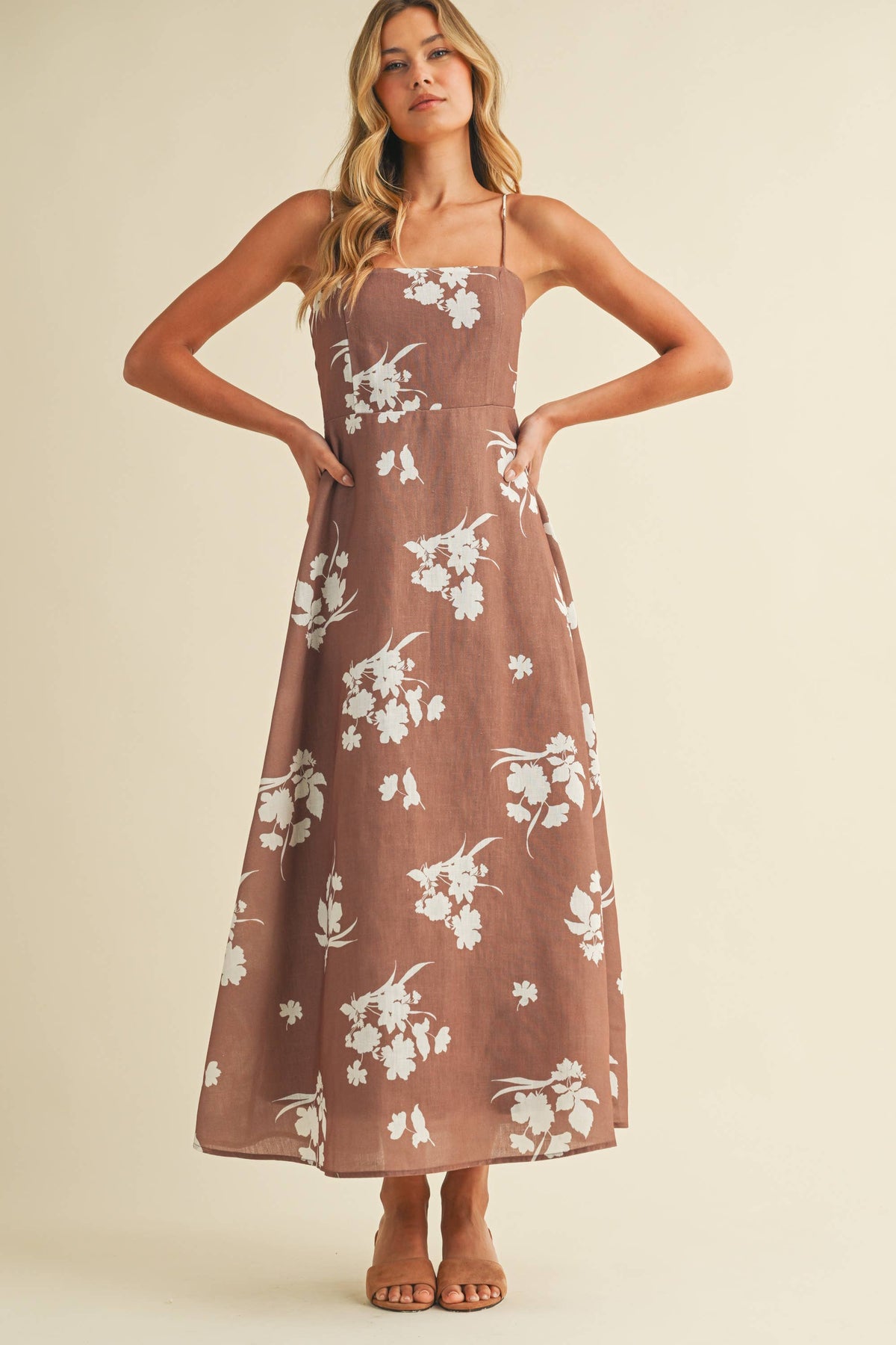Final Sale-Floral A-Line Midi Dress