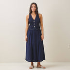 Denim vest long dress