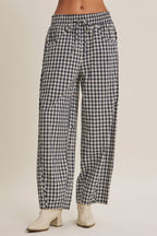 Relaxed Gingham Barrel Pant
