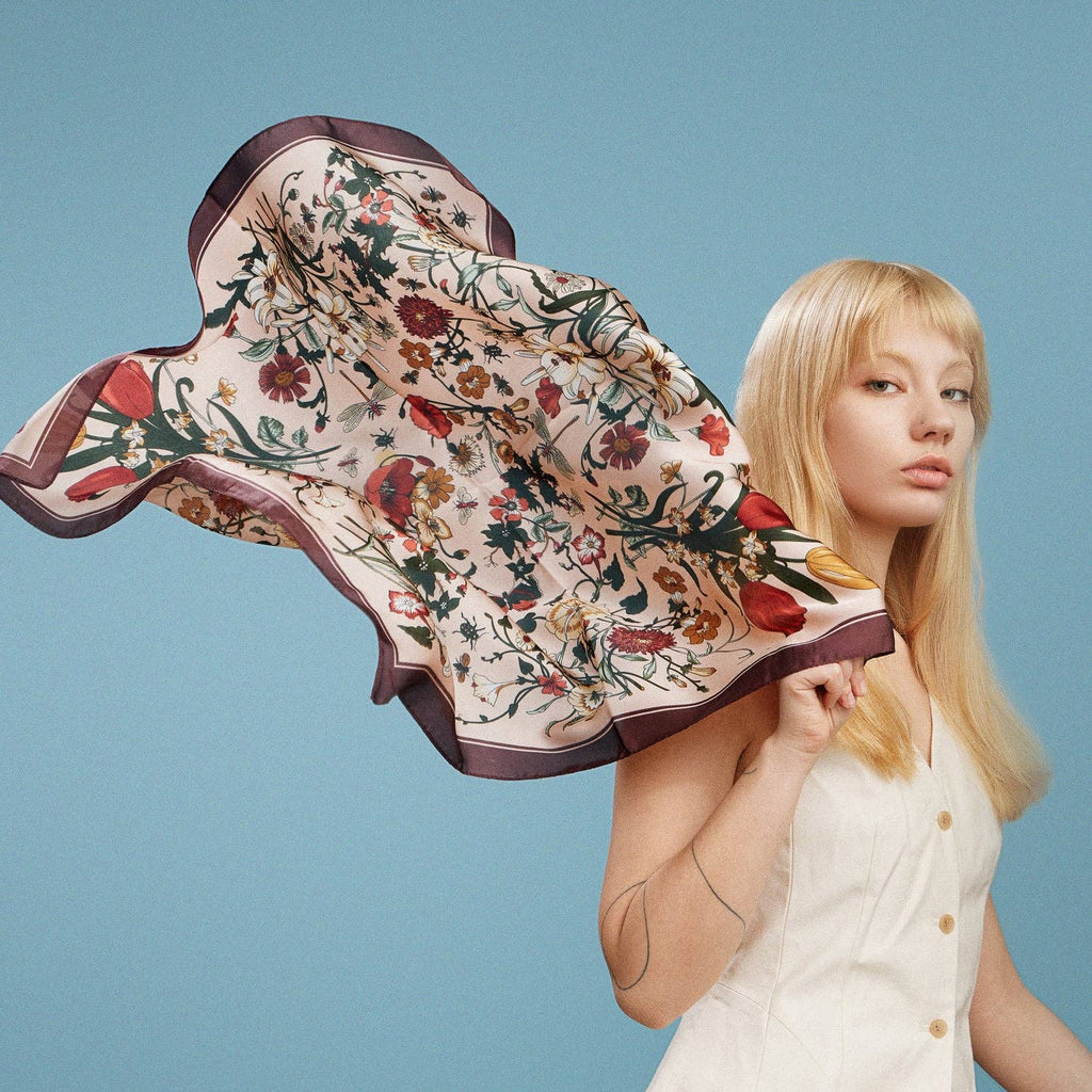 Final Sale-Vintage Floral Square Scarf