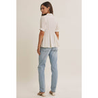 Final Sale-Pleated Button-Down Top