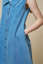 Final Sale-Collard Shift Mini Denim Dress