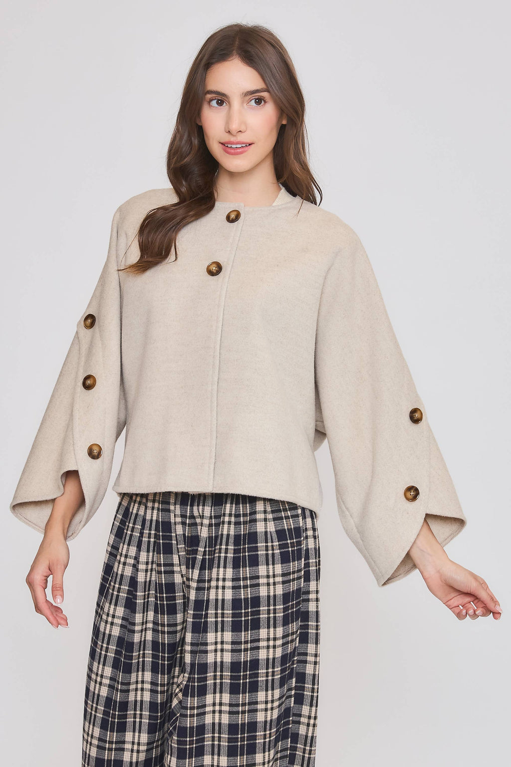 Wool-Blend Cape Coat