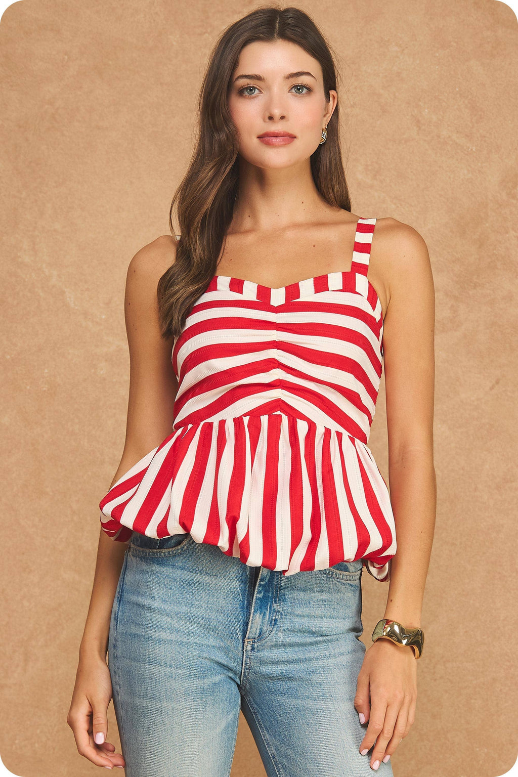 Final Sale-Striped Bubble Tank Top